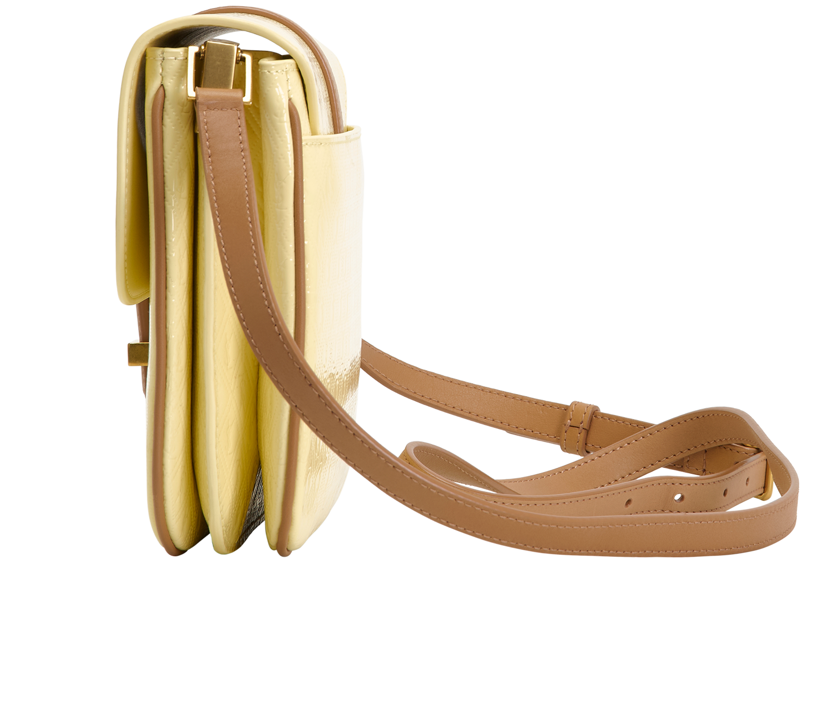 Embossed Le Monogramme Crossbody, &pound;595, Handbags, Yellow, Patent Leather, Bottom view